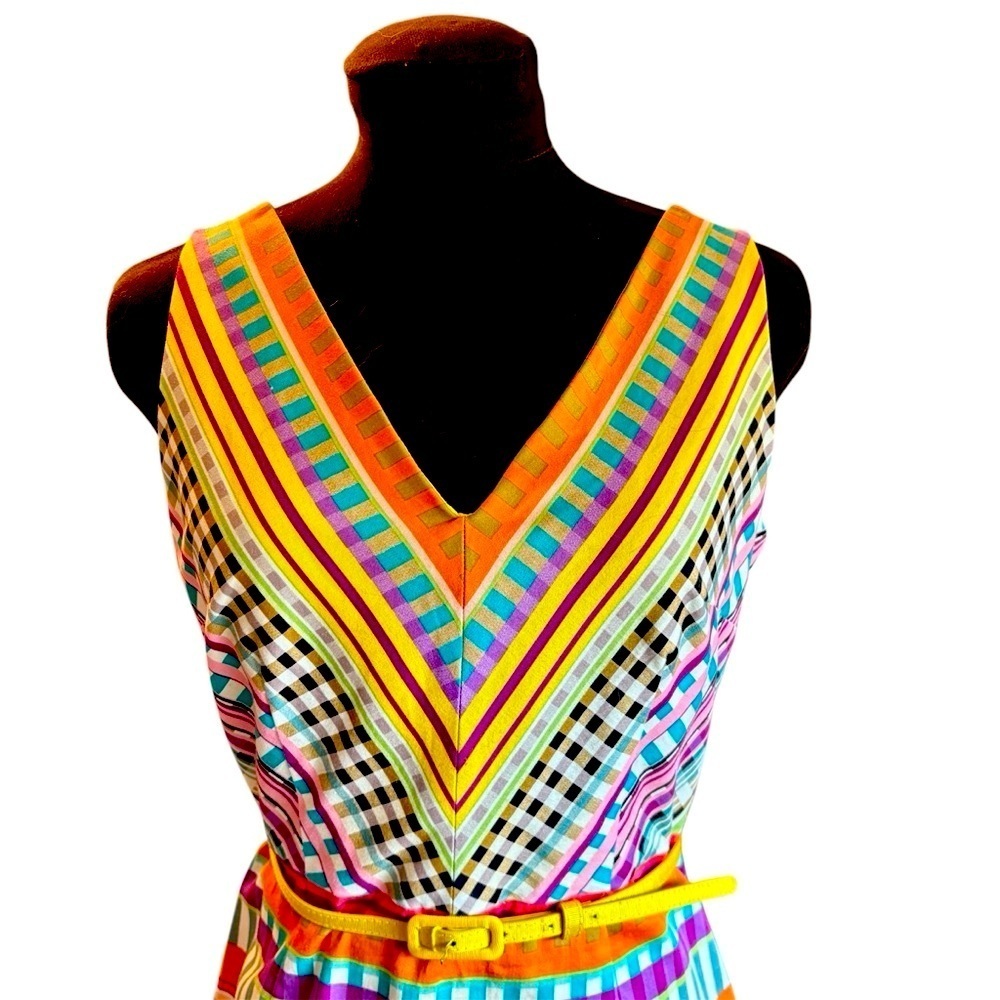 London Times Multicolored Striped Sleeveless Sheath V Neck Dress Womens size 6 - Picture 5 of 16